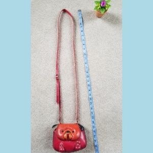 Handmade Dog Purse Crossbody Red Leather Snap